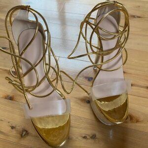 MaBeicle 4" heel dress shoes with wrap straps